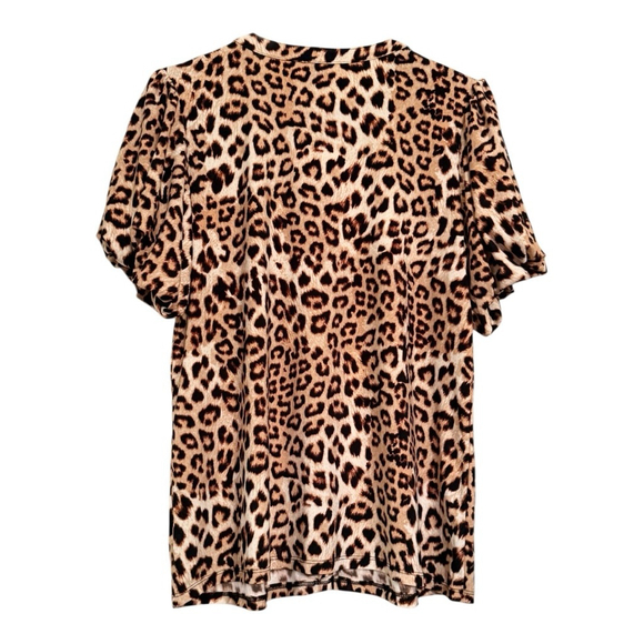 NWT Women's Anne Klein Leopard Print Blouse L Brown Black - Picture 8 of 12